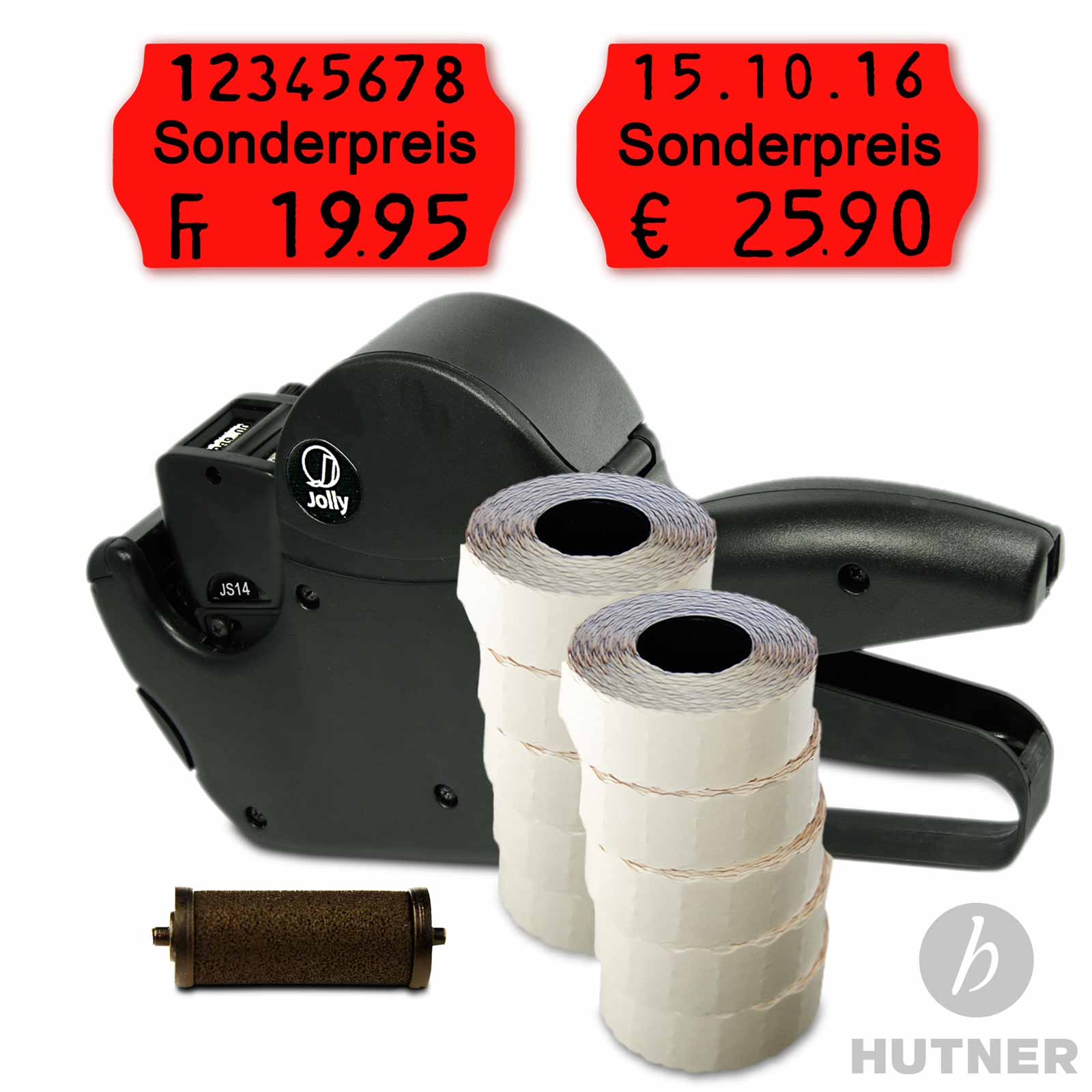 SET Jolly S14 Preisauszeichner inkl. 10 Rollen Etiketten 26x16 WR + 1 Farbrolle - Bild 13 von 14